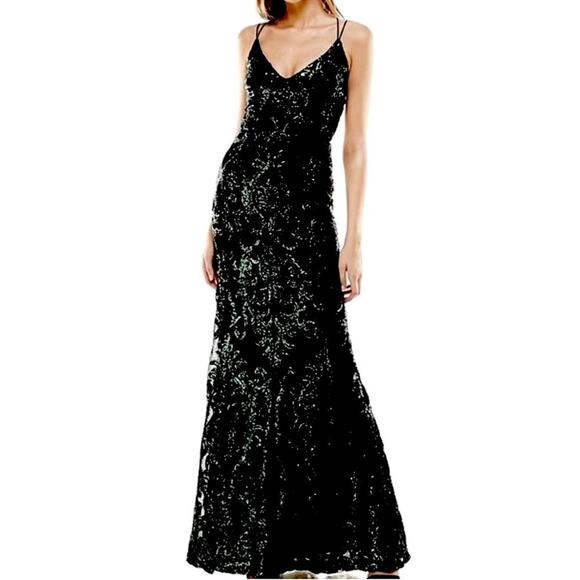 B Darlin Prom Formal Sequin Elegant Maxi Dress Backless Bungee Straps size 3 / 4 - Picture 1 of 9